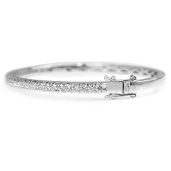 9ct White Gold 1.00ct Hinged Diamond Bangle