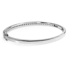 9ct White Gold 1.00ct Hinged Diamond Bangle