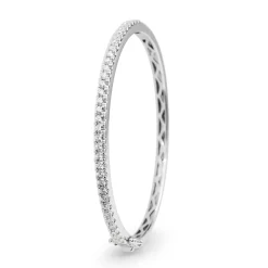 9ct White Gold 1.00ct Hinged Diamond Bangle