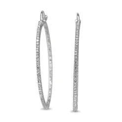 14ct White Gold .75ct Large Diamond Hoop Earrings