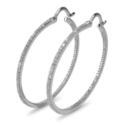 14ct White Gold .75ct Large Diamond Hoop Earrings