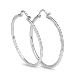 14ct White Gold .75ct Large Diamond Hoop Earrings