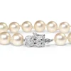 18ct White Gold Cultured Pearl Bracelet with Diamond Clasp
