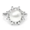 18ct White Gold Cultured Pearl and Diamond Ring