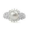 14ct White Gold Cultured Pearl and Diamond Ring