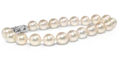 18ct White Gold Cultured Pearl Bracelet with Diamond Clasp