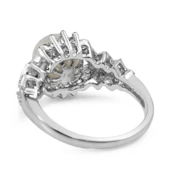 14ct White Gold Cultured Pearl and Diamond Ring