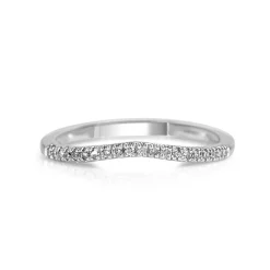 10ct White Gold Curved Diamond Band Ring