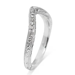18ct White Gold Curved Diamond Band with Engraving