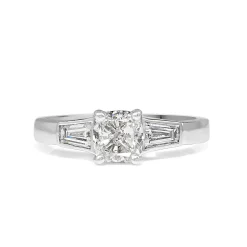 18ct White Gold Cushion 3 Stone Diamond Ring
