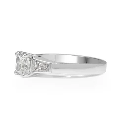 18ct White Gold Cushion 3 Stone Diamond Ring