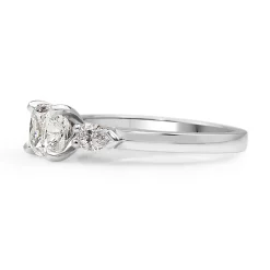 18ct White Gold Cushion and Pear Diamond 3 Stone Ring