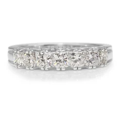 18ct White Gold Cushion Cut 7 Stone Diamond Ring