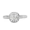 18ct White Gold Cushion Diamond Halo Ring