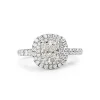 18ct White Gold Cushion Diamond Double Halo Ring