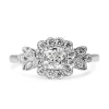 18ct White Gold Cushion Diamond Halo Floral Daisy Ring