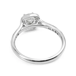 18ct White Gold Cushion Diamond Halo Ring