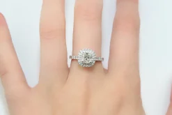 18ct White Gold Cushion Diamond Double Halo Ring