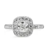 18ct White Gold Cushion Halo Diamond Ring
