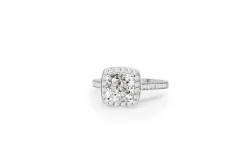 18ct White Gold Cushion Halo Diamond Ring