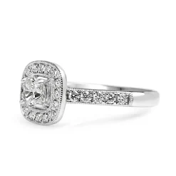 18ct White Gold Cushion Halo Diamond Ring