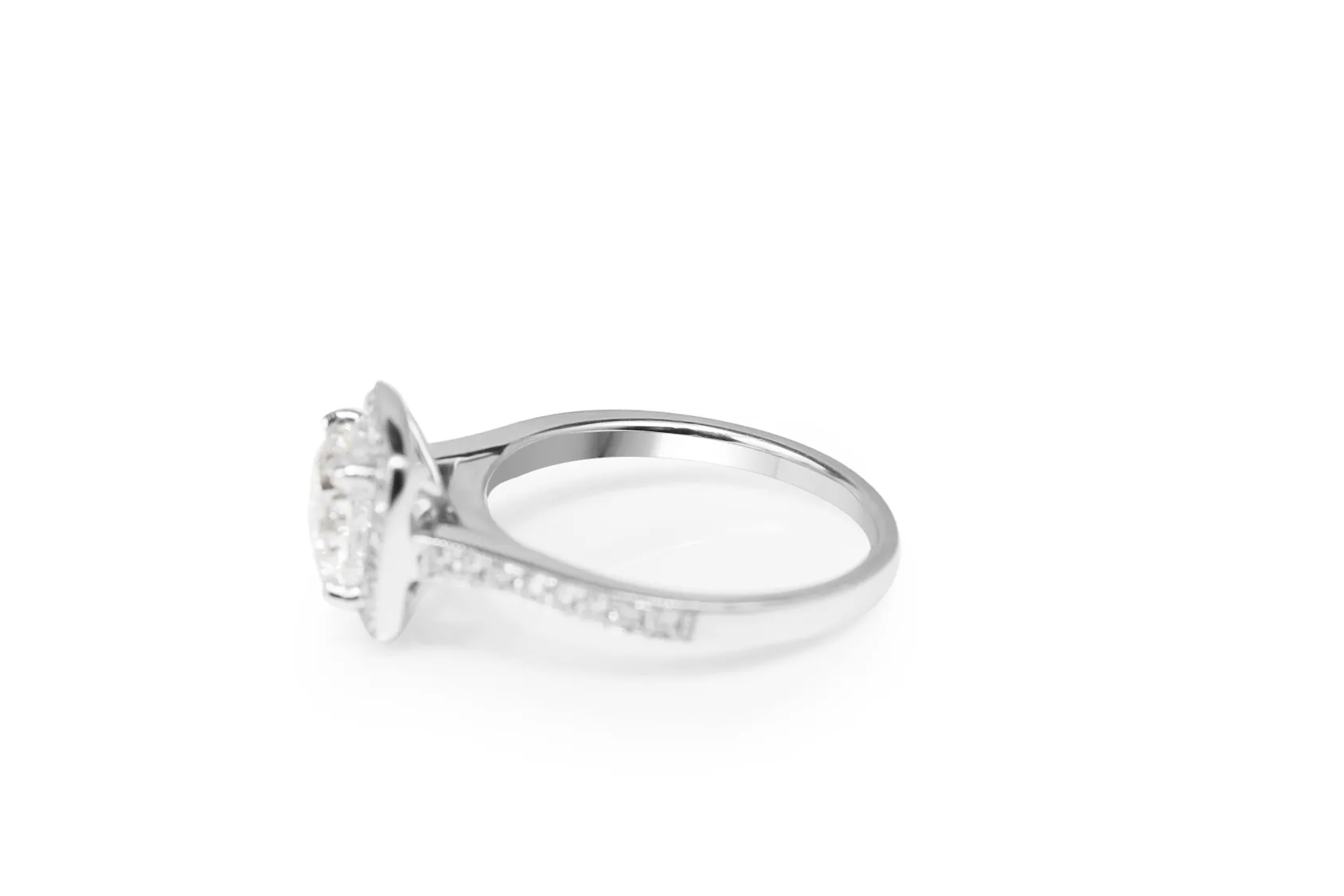18ct White Gold Cushion Halo Diamond Ring