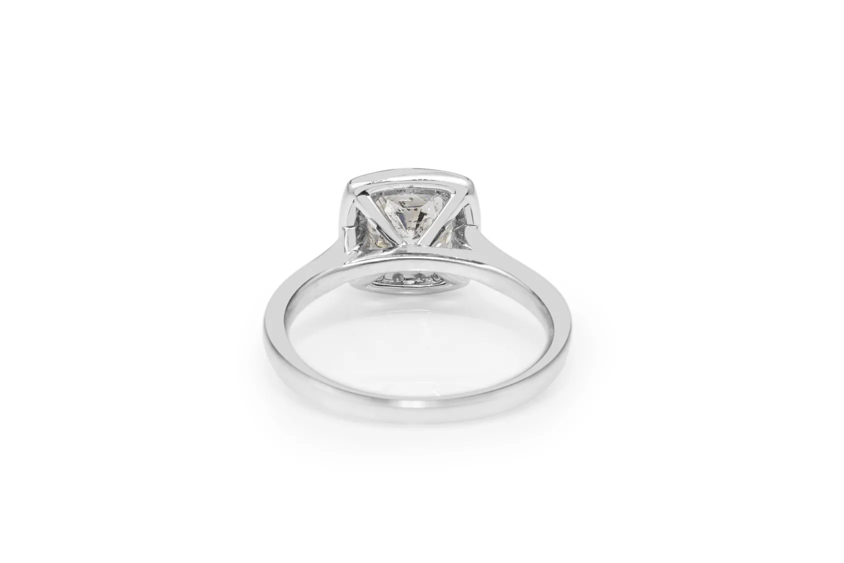 18ct White Gold Cushion Halo Diamond Ring