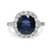 18ct White Gold Cushion Sapphire and Diamond Halo Ring