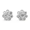 18ct White Gold Daisy Diamond Stud Earrings