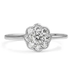 9ct White Gold Daisy Diamond Ring