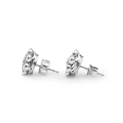 18ct White Gold Daisy Diamond Stud Earrings