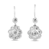 18ct White Gold Daisy Flower Diamond Drop Earrings