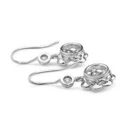 18ct White Gold Daisy Flower Diamond Drop Earrings