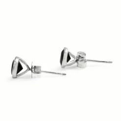9ct White Gold Dark Bezel Sapphire Stud Earrings