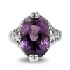 10ct White Gold Deco Amethyst Filigree Ring