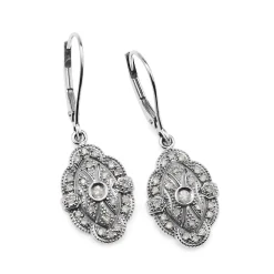 14ct White Gold Deco Style Vintage Diamond Earrings