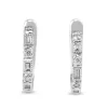 9ct White Gold Deco Style Diamond Hoop Earrings