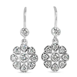 18ct White Gold Deco Style Drop Diamond Earrings