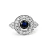 18ct White Gold Deco Style Sapphire and Diamond Ring