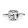 18ct White Gold Deco Style Asscher Cut Diamond Halo Ring