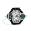 18ct White Gold Deco Style Emerald Onyx and Diamond Ring