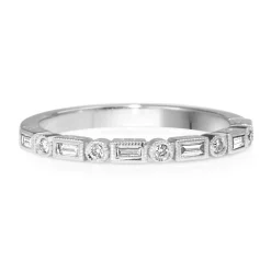 18ct White Gold Deco Style Fine Diamond Band