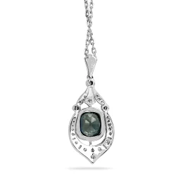 18ct White Gold Deco Style Sapphire and Diamond Necklace