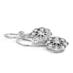 18ct White Gold Deco Style Drop Diamond Earrings