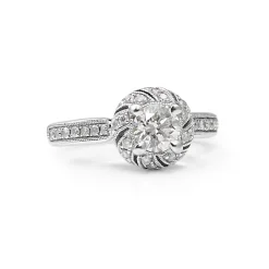18ct White Gold Deco Style Halo Diamond Ring