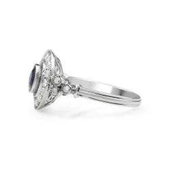 18ct White Gold Deco Style Sapphire and Diamond Ring