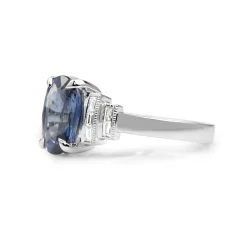 18ct White Gold Deco Style Sapphire and Diamond Ring
