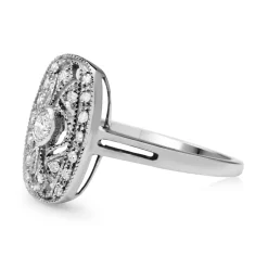 9ct White Gold Deco Style Diamond Ring