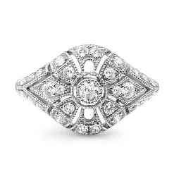 18ct White Gold Deco Style Tapered Diamond Ring