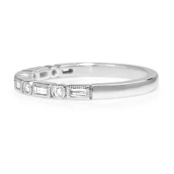 18ct White Gold Deco Style Fine Diamond Band